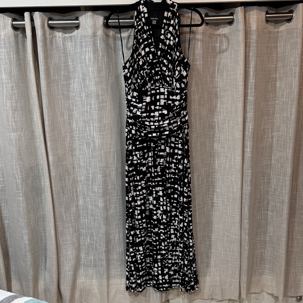 Nine West Black and White Geometric Maxi Dress